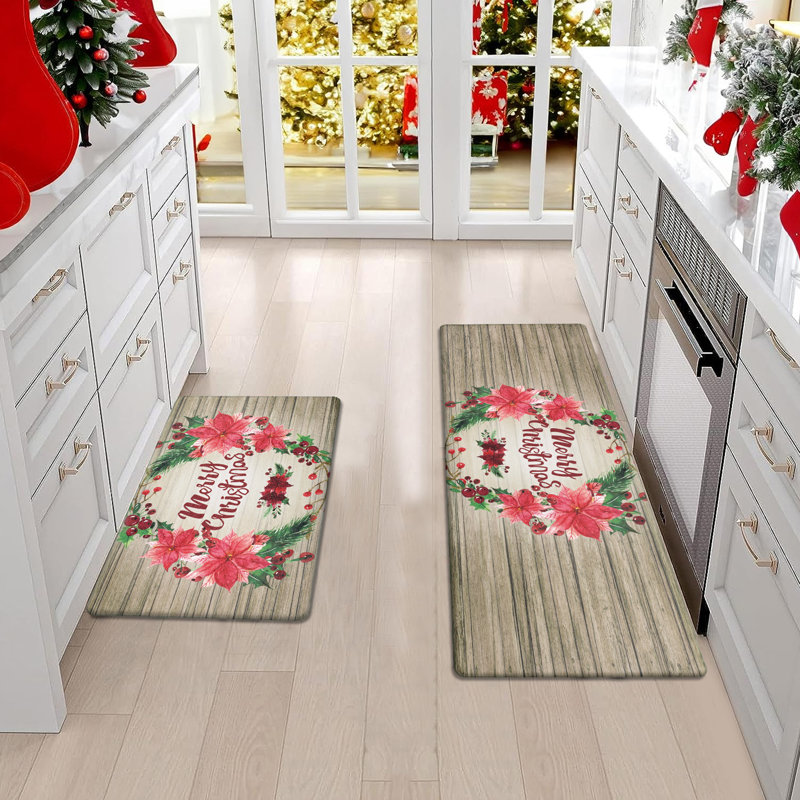 The Holiday Aisle Decio Christmas Anti Fatigue Non Skid Kitchen Mat Set of 2 Reviews Wayfair